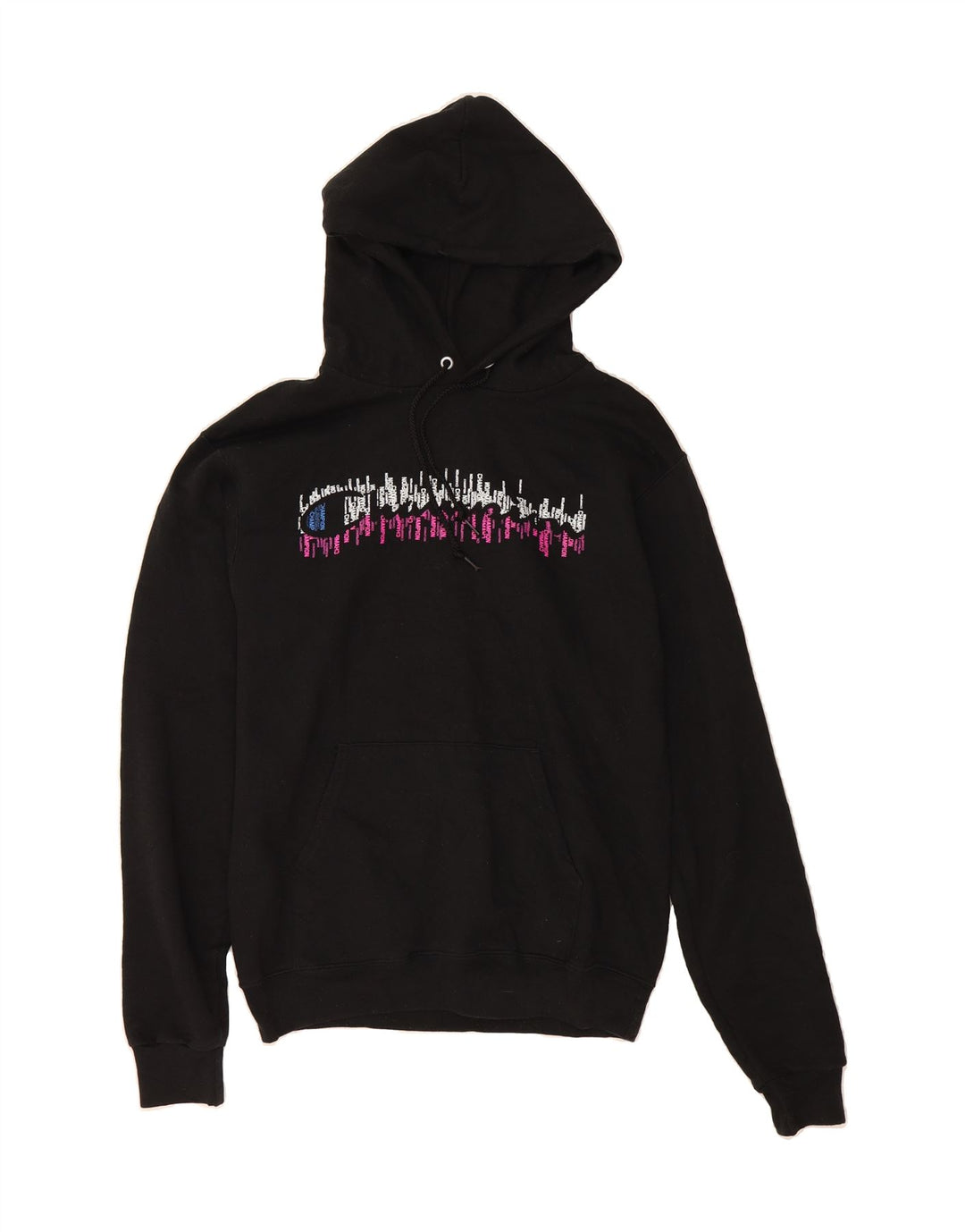CHAMPION Mens Graphic Hoodie Jumper Small Black Vintage Champion and Second-Hand Champion from Messina Hembry 