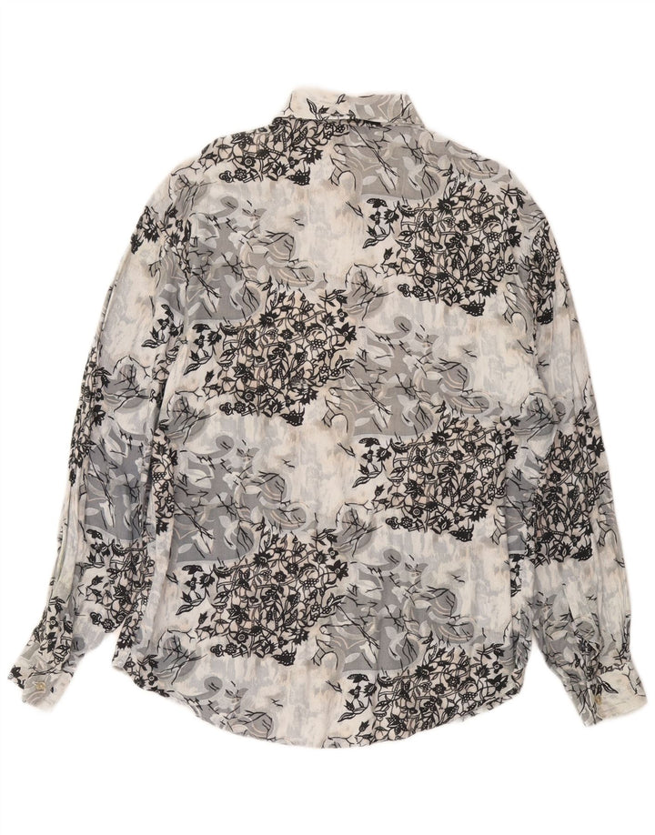 CRIVER Мужская рубашка из вискозы среднего серого цвета с цветочным принтом