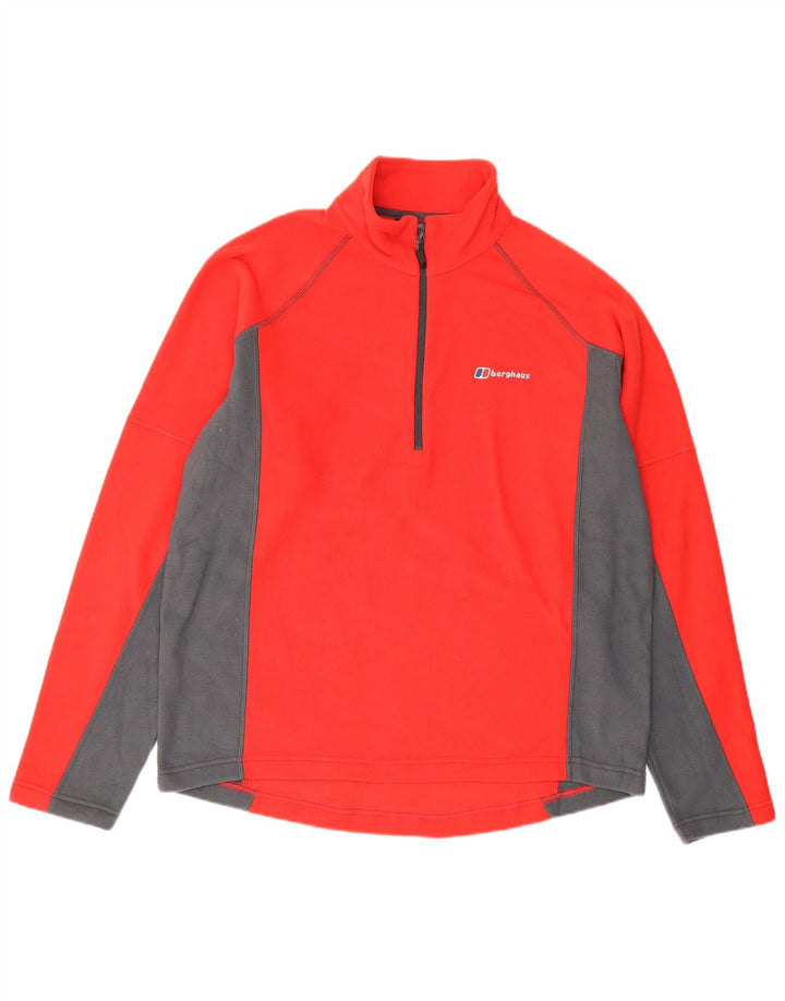 Berghaus Мужской флисовый джемпер с воротником на молнии, большой красный, полиэстер с цветными блоками