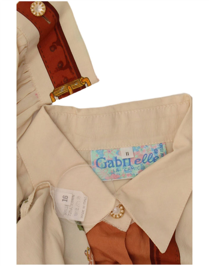 GABRI ELLE LA CAMICIA Женская блузка-рубашка с рисунком UK 16, большая белая