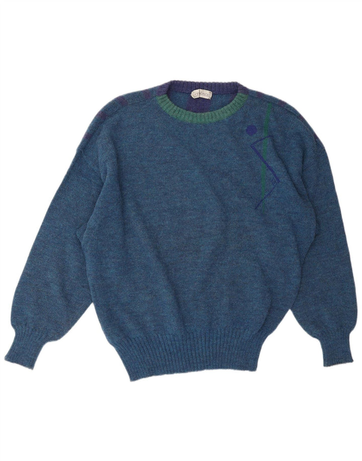 Мужской джемпер с круглым вырезом GIANNI VERSACE, классический большой синий полосатый свитер