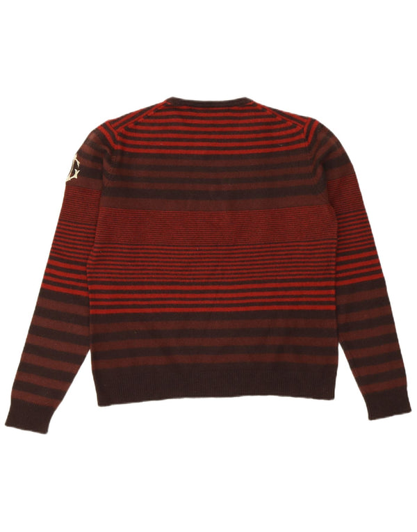 Женский джемпер с круглым вырезом GUESS UK 10, маленький бордовый в полоску