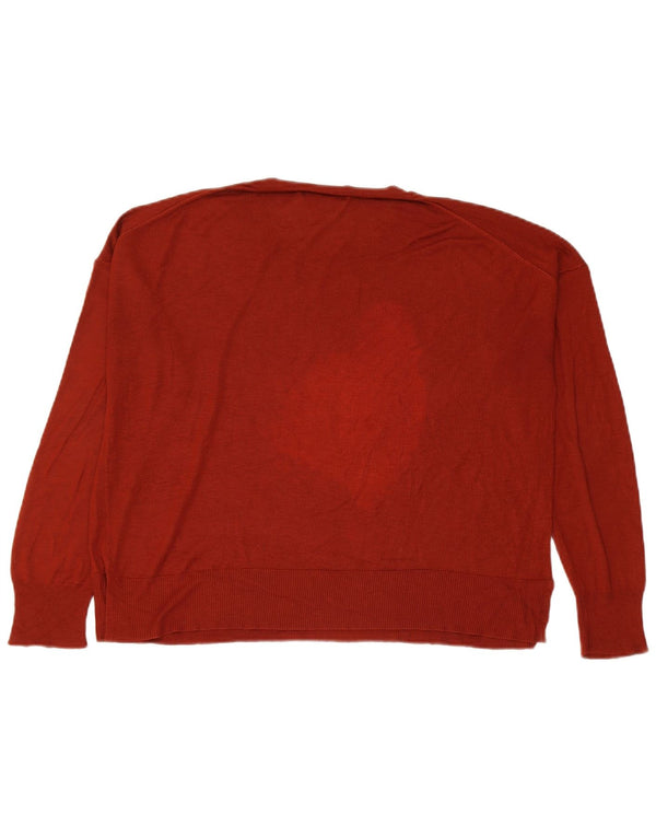 Zara Womens Oversized Boat Neck Jumper Sweater UK 10 Small Burgundy