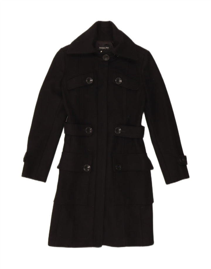 PATRIZIA PEPE Womens Firenze Overcoat IT 40 Small Black Wool Vintage Patrizia Pepe and Second-Hand Patrizia Pepe from Messina Hembry 