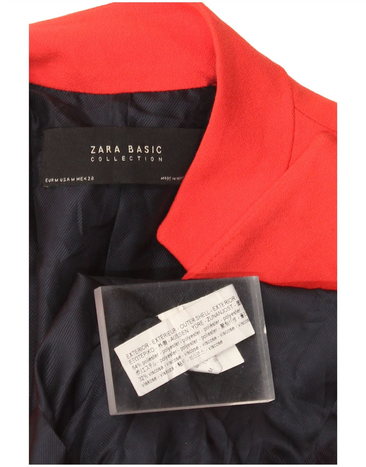 Женский удлиненный пиджак ZARA UK 12, средний красный полиэстер