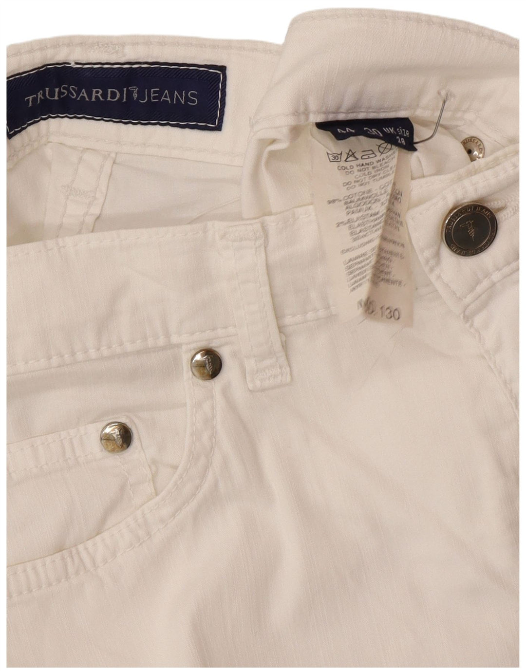 Trussardi Женские прямые повседневные брюки IT 44 Medium W28 L28 Белый хлопок