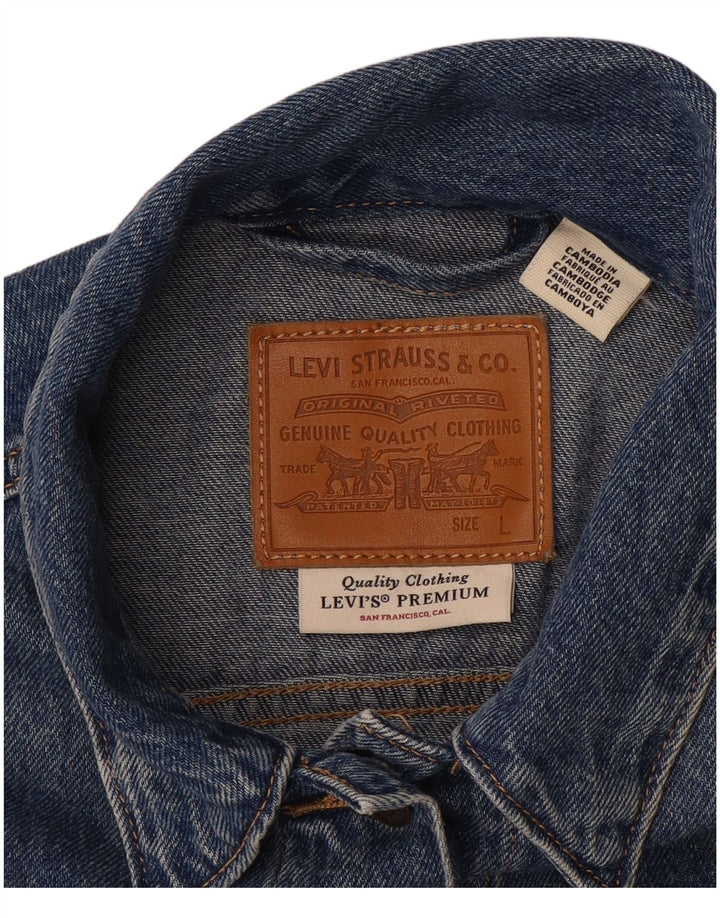 Женская укороченная джинсовая куртка LEVI'S UK 16, большая синяя