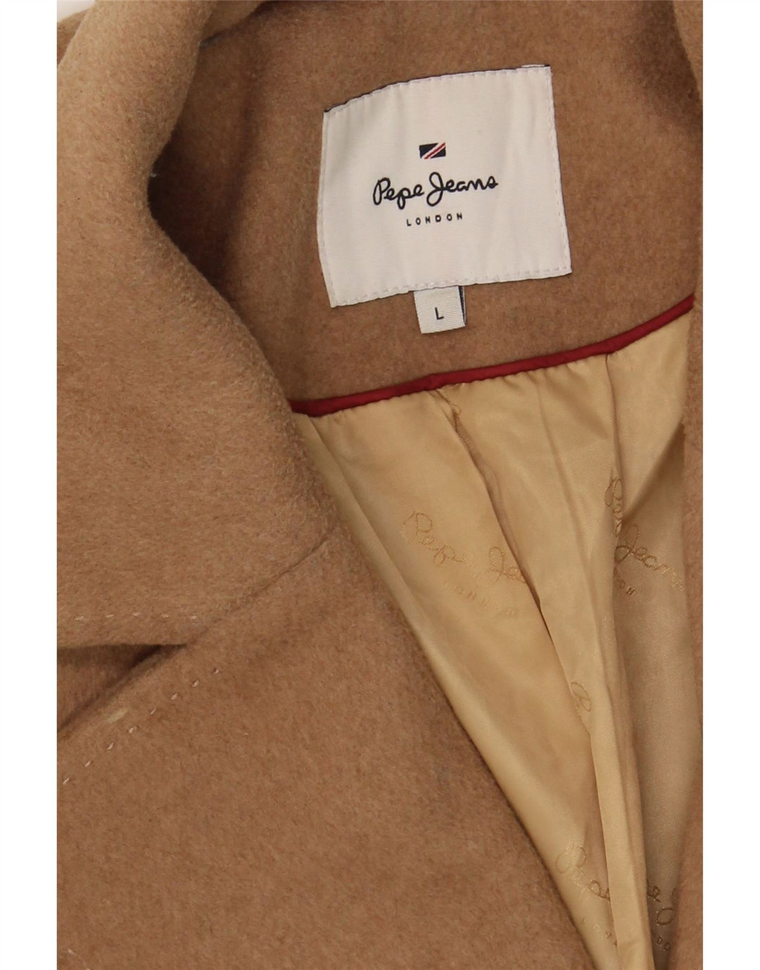 PEPE JEANS Womens Double Breasted Coat UK 16 Large Brown Wool Vintage PEPE Jeans and Second-Hand PEPE Jeans from Messina Hembry 