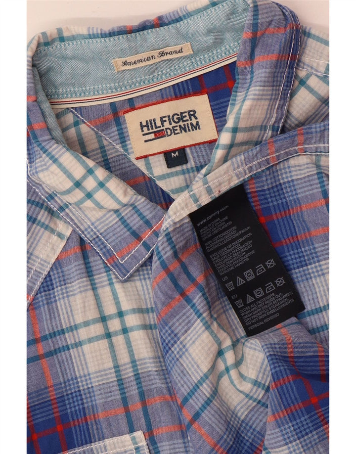 Мужская рубашка с коротким рукавом Tommy Hilfiger в клетку синего цвета, хлопок