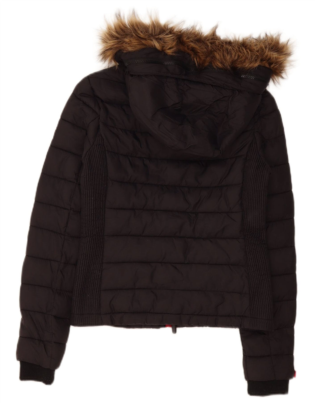 Женская утепленная куртка с капюшоном Superdry UK 10, маленький черный полиэстер