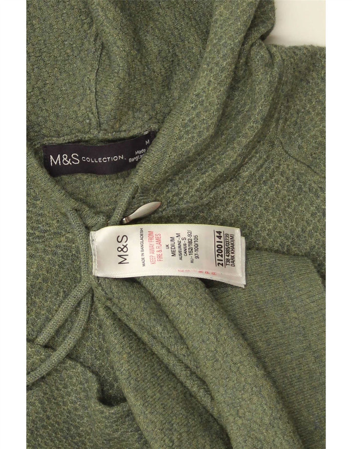 Женский кардиган с капюшоном Marks & Spencer UK 14, средний зеленый полиэстер