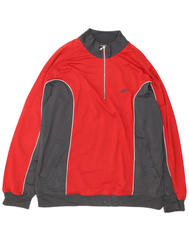Мужской свитшот ADIDAS с воротником на молнии 2XL, красный полиэстер с цветными блоками