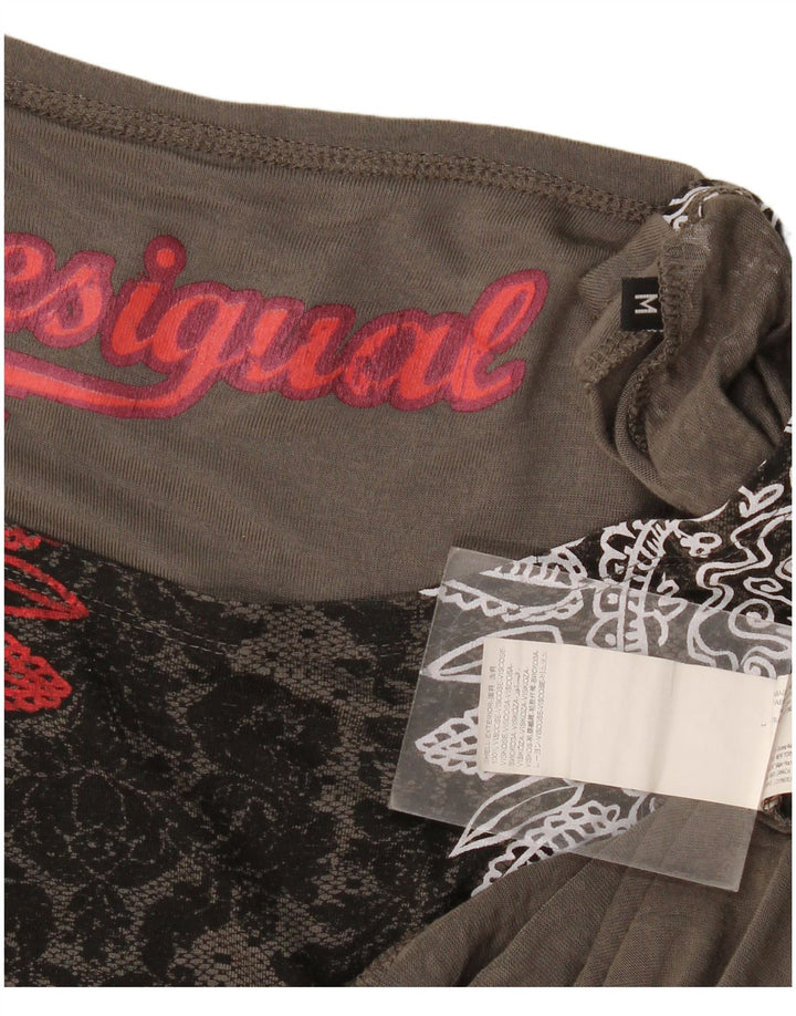 Женская блузка с крыльями летучей мыши Desigual UK 14, вискоза с пейсли, средний серый цвет