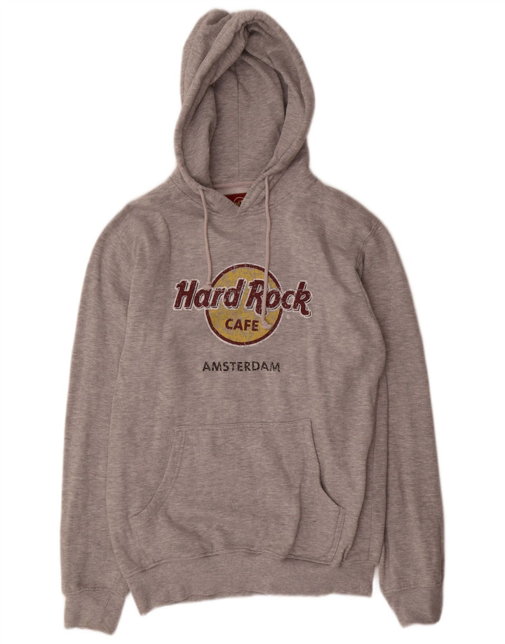 Мужской джемпер с капюшоном Hard Rock Cafe Amsterdam с рисунком, большой серый полиэстер