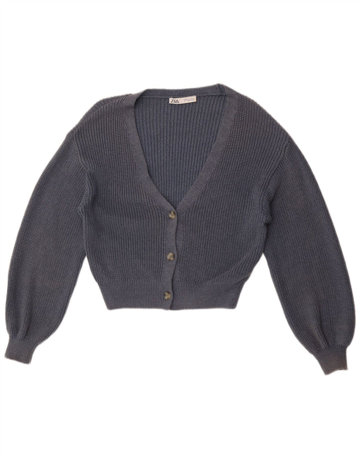 Женский укороченный кардиган Zara UK 14, средний темно-синий