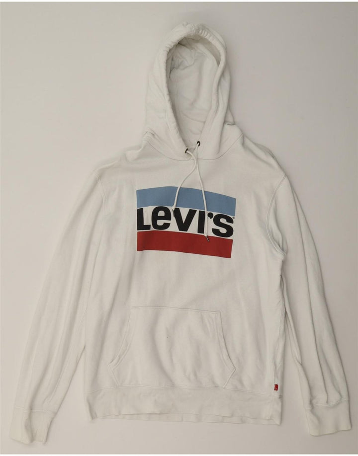 Мужской джемпер с капюшоном с рисунком Levi's, большой размер, белый хлопок, хлопок