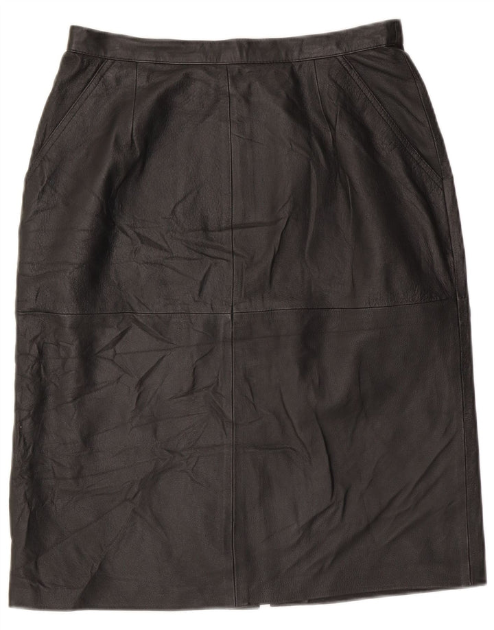 Винтажная женская кожаная юбка UK 16, большая черная кожа W30