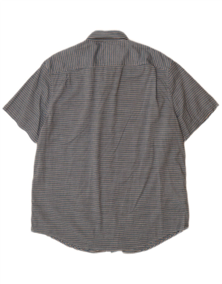 Мужская рубашка с коротким рукавом PENGUIN, большая синяя хлопковая полоска