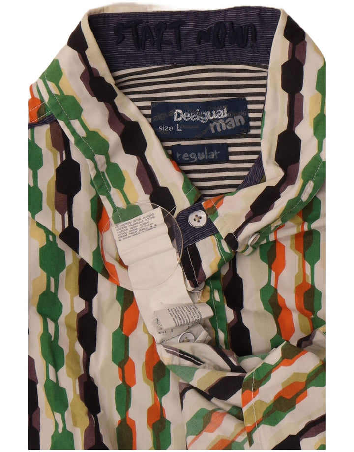 Мужская рубашка стандартного кроя с коротким рукавом Desigual, большая разноцветная с геометрическим узором