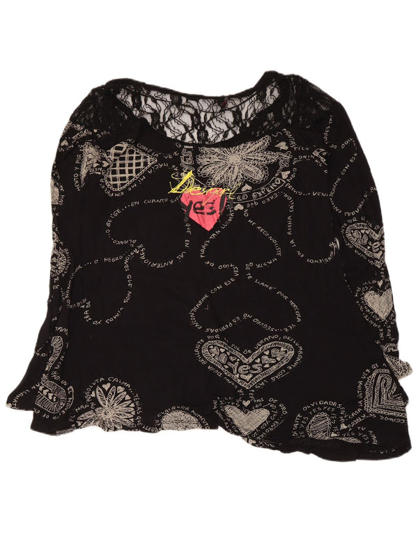 Женская блузка с рисунком Desigual Top UK 12, средний черный с геометрическим сердечком