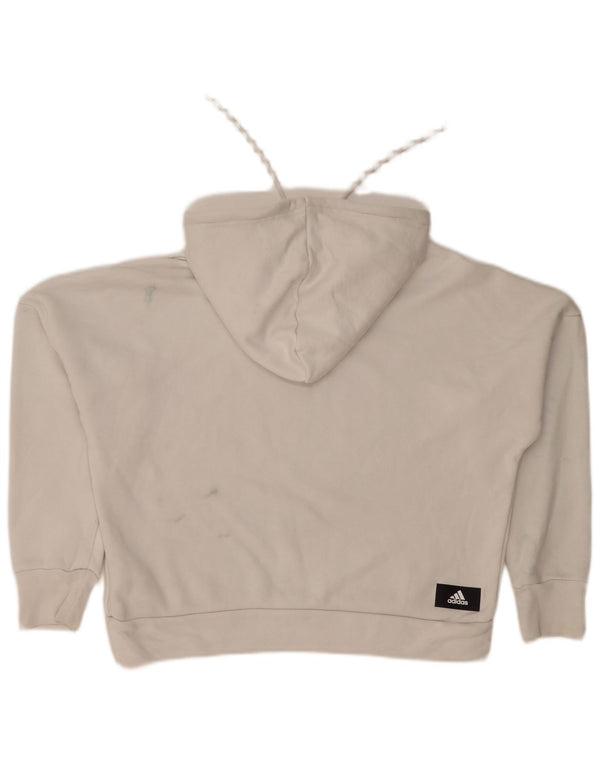 Женский укороченный джемпер с капюшоном Adidas Oversized с рисунком, Великобритания, 8/10, маленький белый