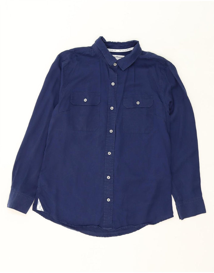 TOMMY BAHAMA Womens Shirt UK 14 Medium Navy Blue Lyocell Vintage Tommy Bahama and Second-Hand Tommy Bahama from Messina Hembry 