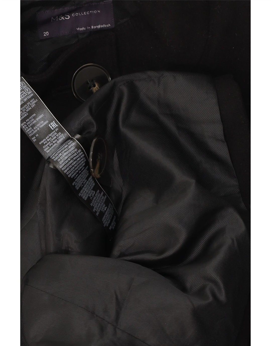 Женское пальто Marks & Spencer UK 20 2XL, черный полиэстер