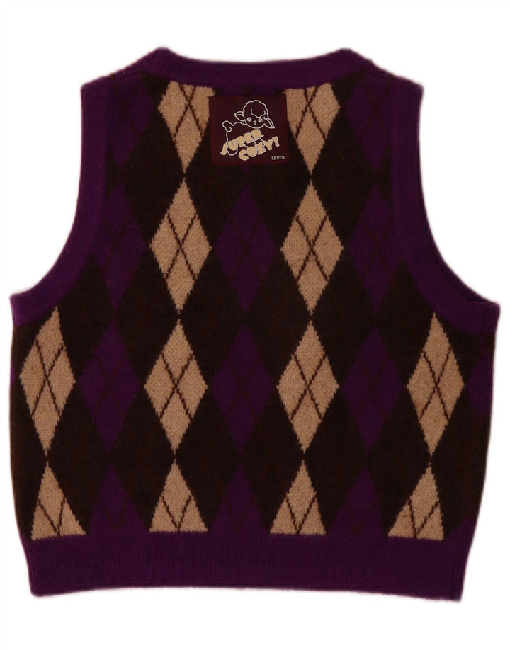 Женская укороченная майка LEVI'S, Великобритания, 10 маленьких размеров, фиолетовый акрил с узором ромб/ромб