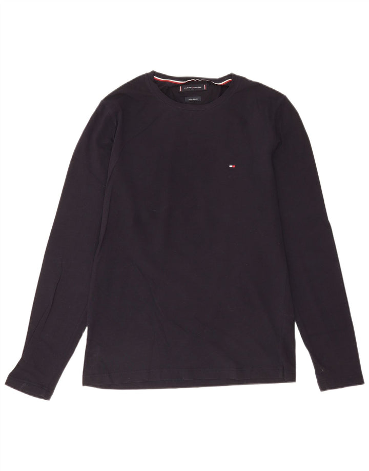 Tommy Hilfiger Мужской очень тонкий топ с длинными рукавами, средний темно-синий, хлопок