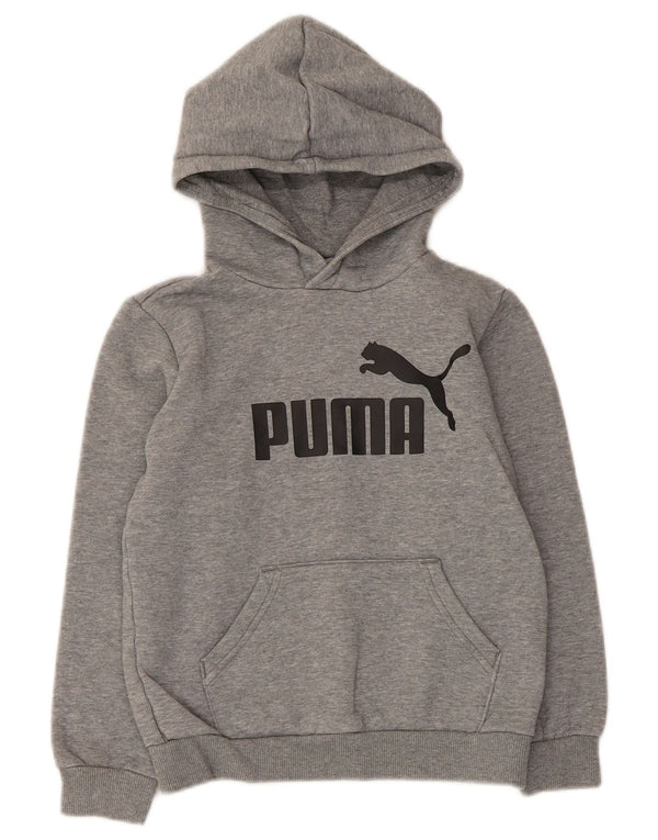 Джемпер с капюшоном Puma для мальчиков 9–10 лет, серый хлопок с крапинками