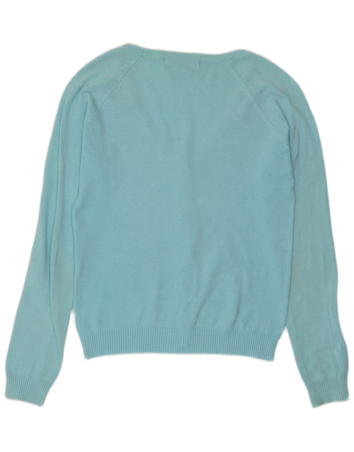 Женский кардиган Zara UK 12, хлопковый средний синий цвет