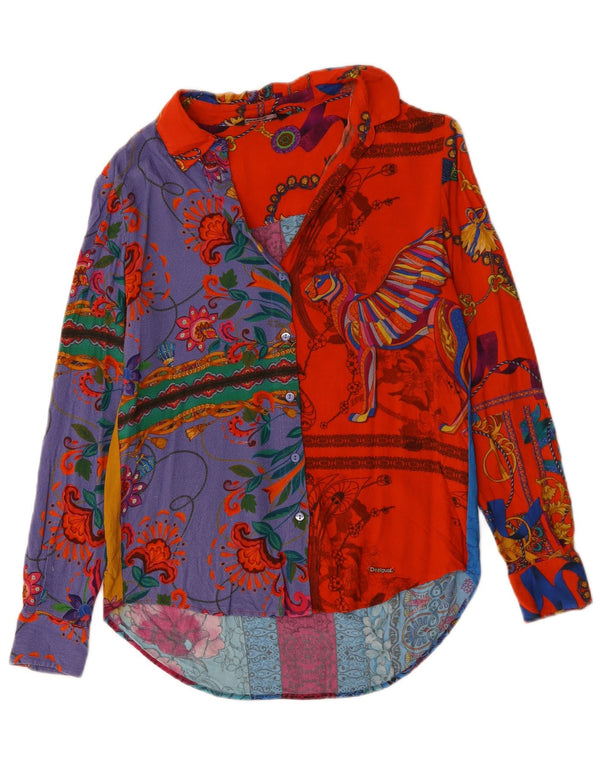 Женская блузка-рубашка большого размера Desigual UK 6 XS с разноцветным цветочным принтом