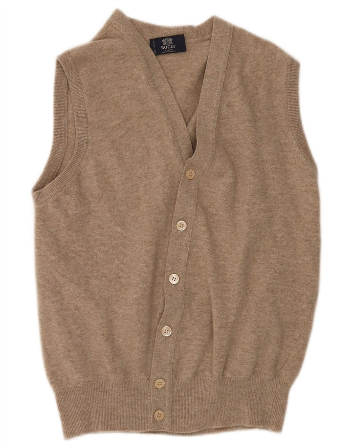 Женский кардиган без рукавов BOGGI MILANO UK 14, средний бежевый, шерсть
