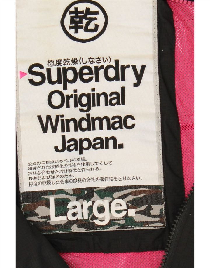 Женская ветровка с капюшоном Superdry Windmac UK 16, большой черный нейлон