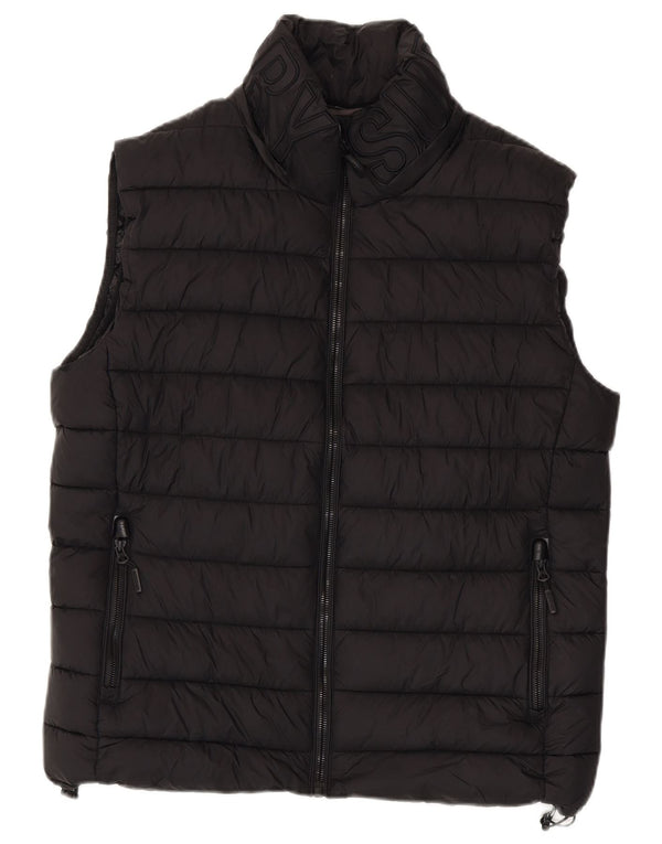 Superdry Mens Graphic Padded Gilet UK 42 XL Black Nylon