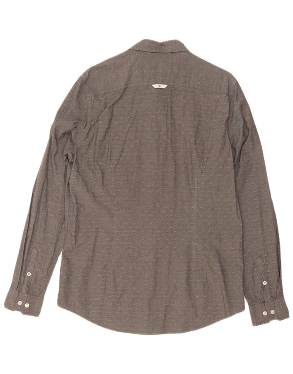 Мужская рубашка приталенного кроя Calvin Klein, большая серая хлопковая пятнистая рубашка