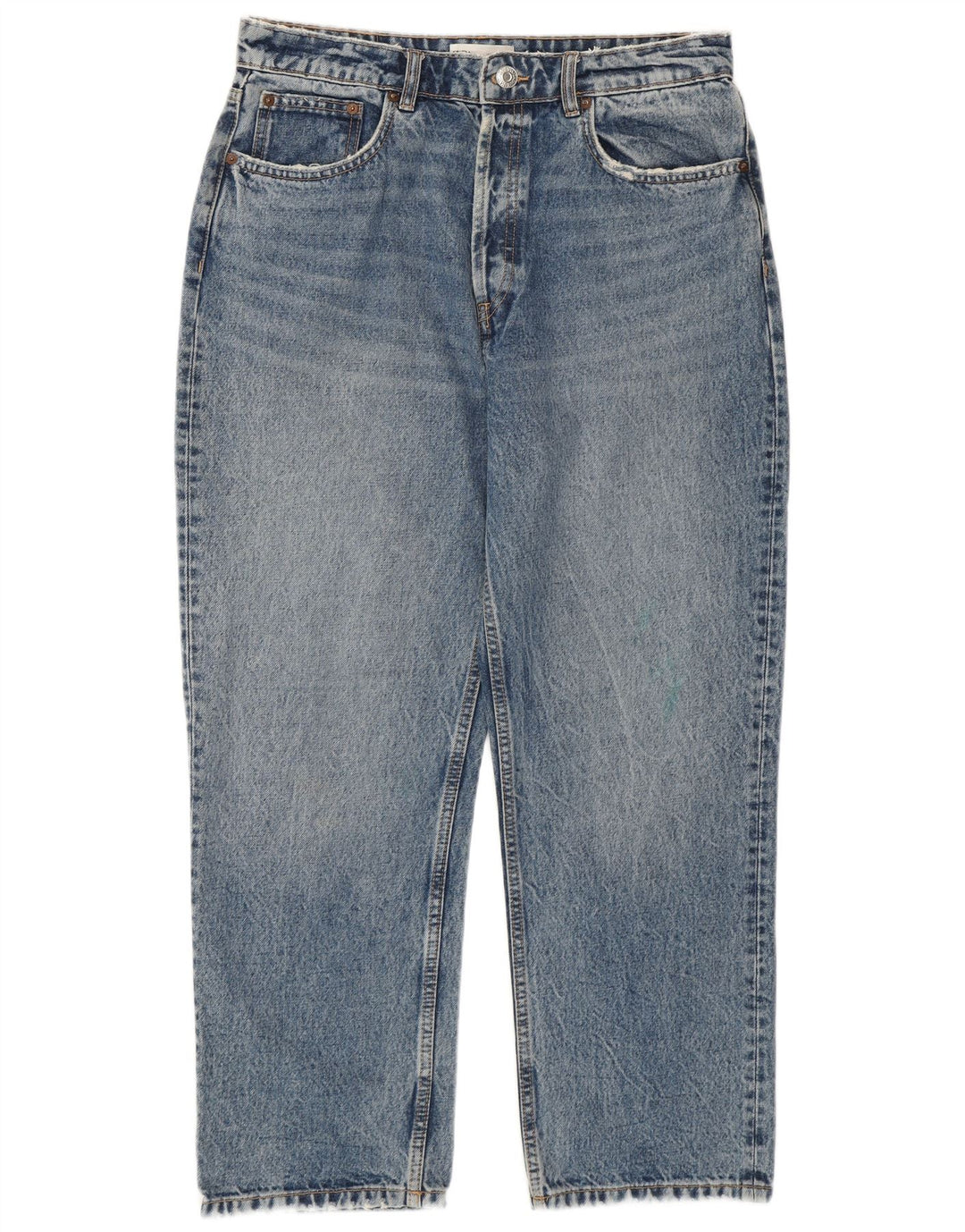 Женские укороченные джинсы с высокой талией Zara EU 44 XL W34 L26, синие, хлопок