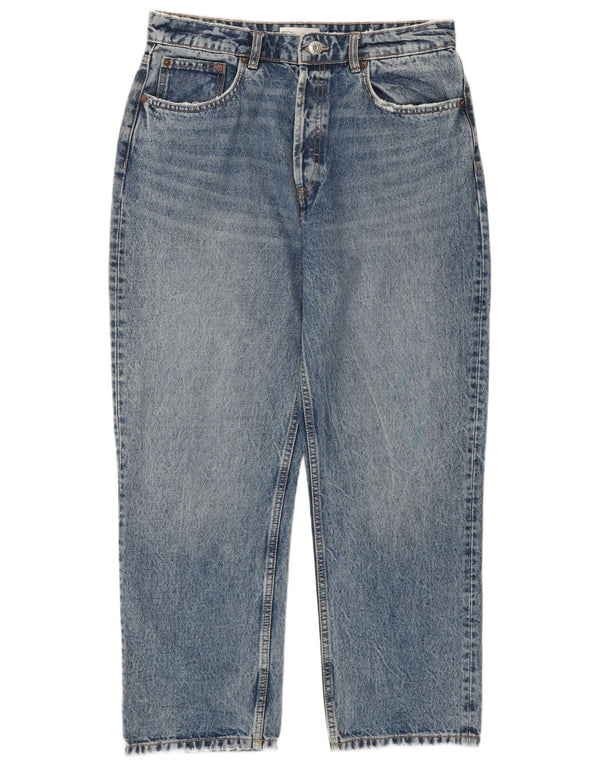 Женские укороченные джинсы с высокой талией Zara EU 44 XL W34 L26, синие, хлопок