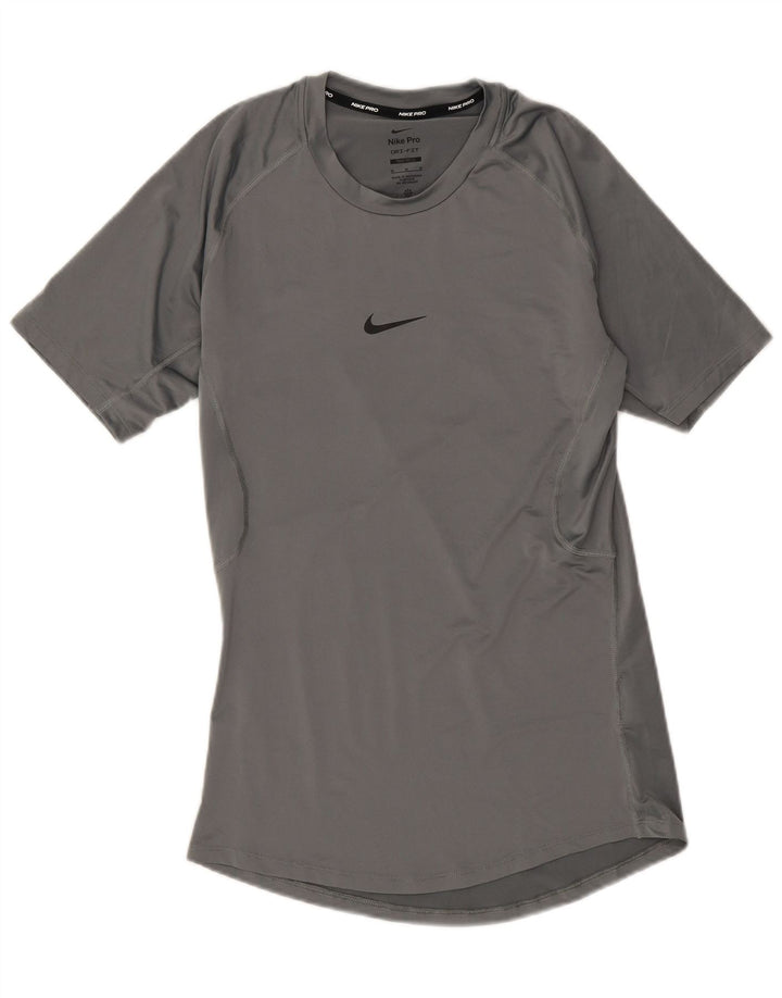 Мужская футболка облегающего кроя Nike из полиэстера среднего серого цвета
