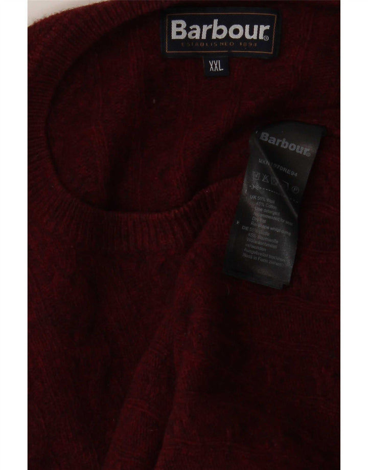 Мужской свитер Barbour с круглым вырезом 2XL, бордовый, шерсть