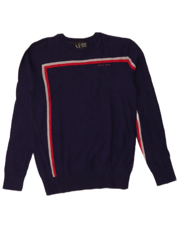Женский джемпер с круглым вырезом Armani Jeans UK 14, средний, темно-синий