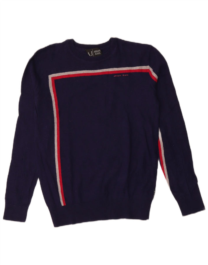 Женский джемпер с круглым вырезом Armani Jeans UK 14, средний, темно-синий