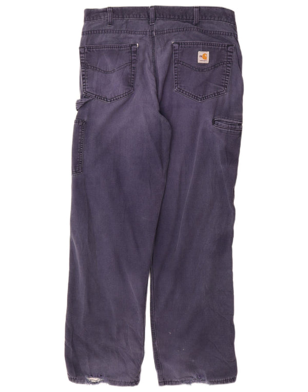 Carhartt Мужские прямые брюки-карго W34 L32 Темно-синие хлопковые