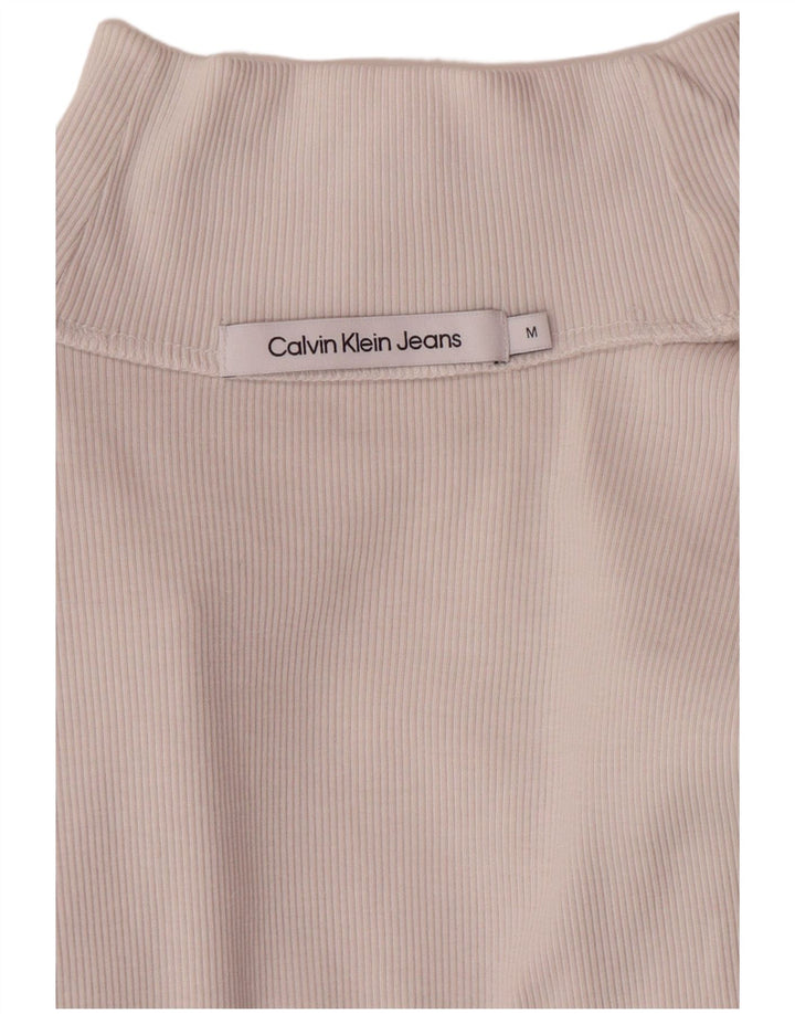 CALVIN KLEIN JEANS Женский укороченный топ с длинным рукавом UK 12 Средний Белый