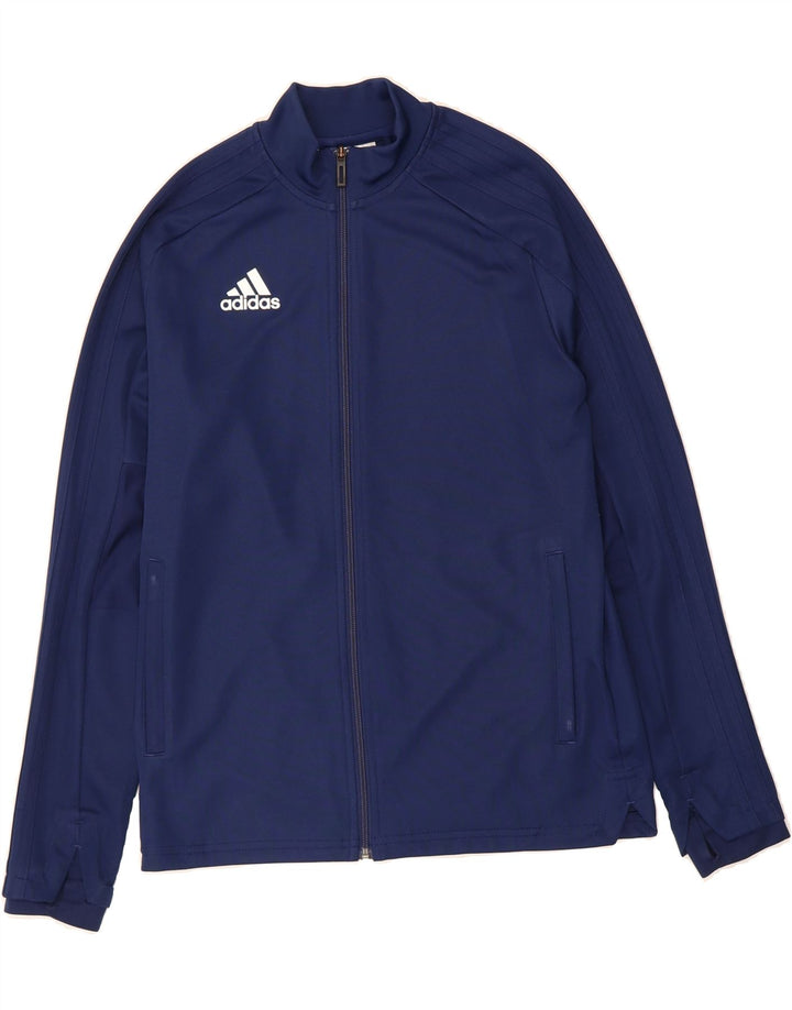ADIDAS Boys Tracksuit Top Jacket 13-14 Years Navy Blue Polyester Vintage Adidas and Second-Hand Adidas from Messina Hembry 