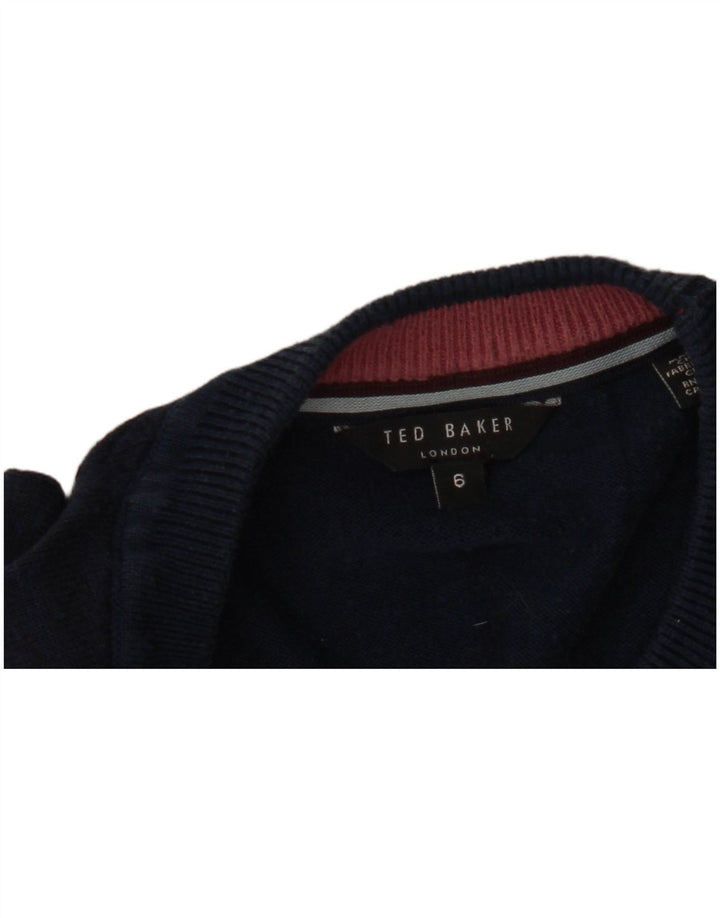 Женский джемпер с круглым вырезом Ted Baker, размер 6, 2XL, темно-синий