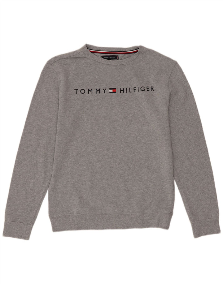 Tommy Hilfiger Мужской свитшот с рисунком, маленький серый хлопковый джемпер в крапинку