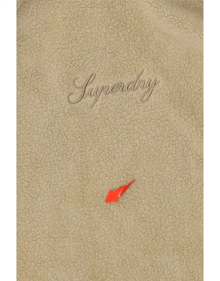 SUPERDRY Женский флисовый джемпер оверсайз с капюшоном UK 6 XS Бежевый полиэстер