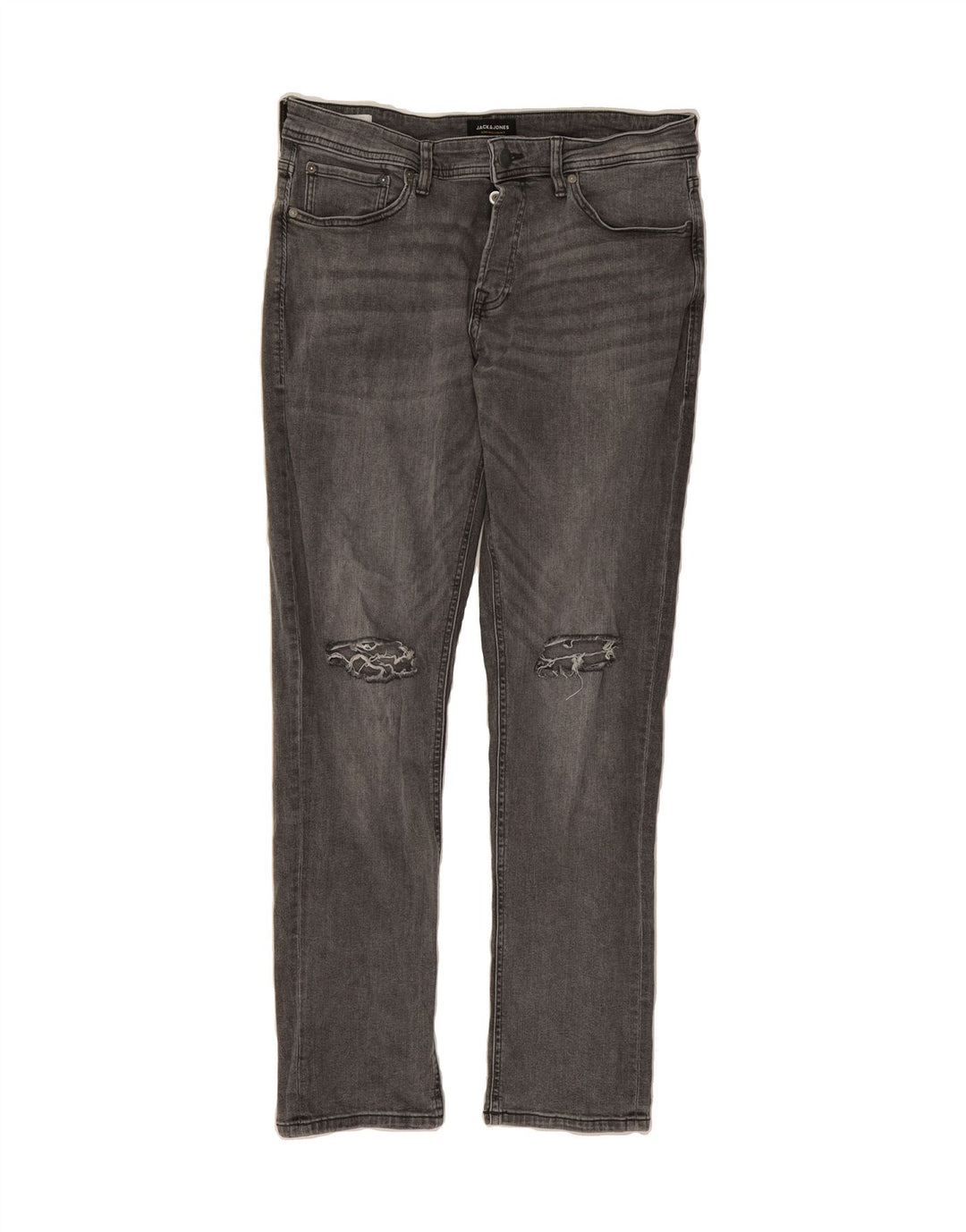 JACK & JONES Mens Distressed Slim Jeans W34 L34 Grey Cotton Vintage Jack & Jones and Second-Hand Jack & Jones from Messina Hembry 