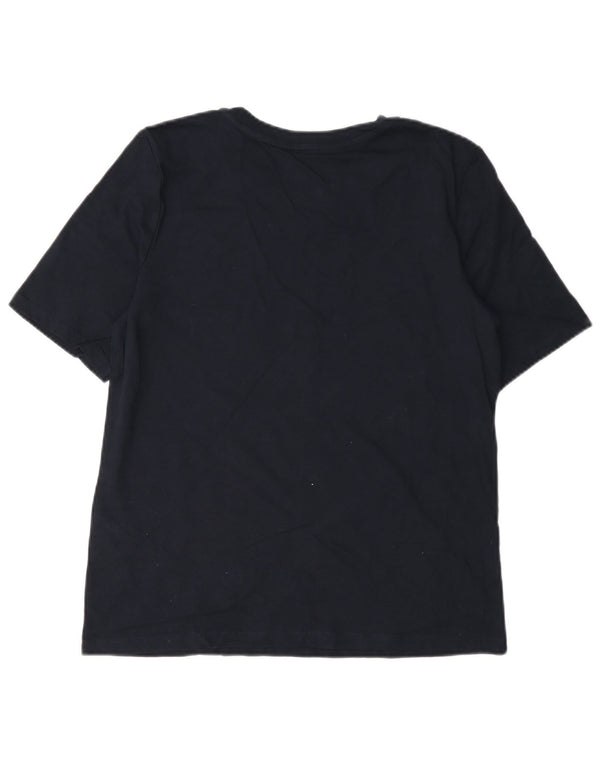 Женская футболка с рисунком Tommy Hilfiger Top UK 10, маленькая, темно-синяя, хлопковая